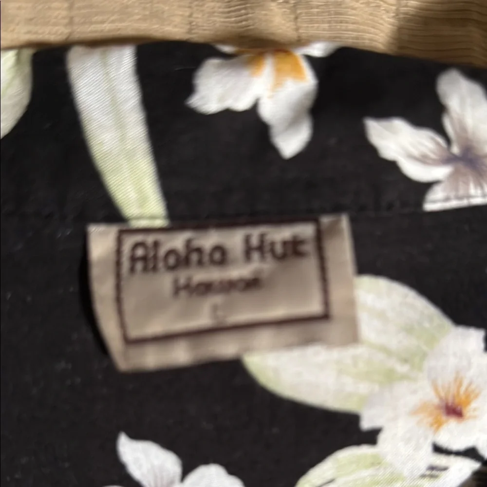 Floral Black Hawaiian Shirt L - Picture 2 of 4